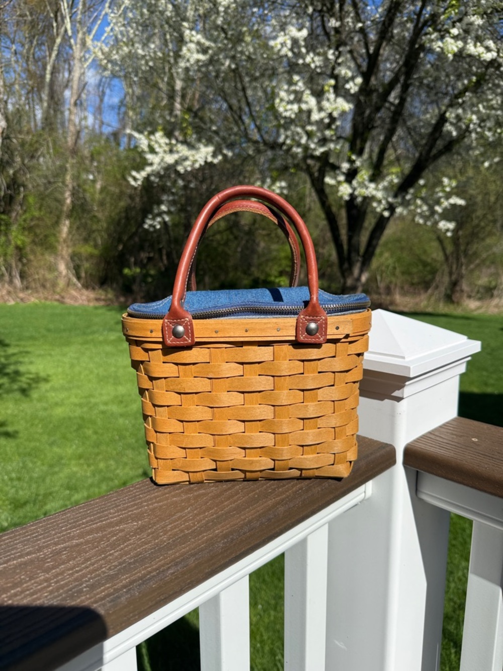 Longaberger Baskt Purse with Denim Insert